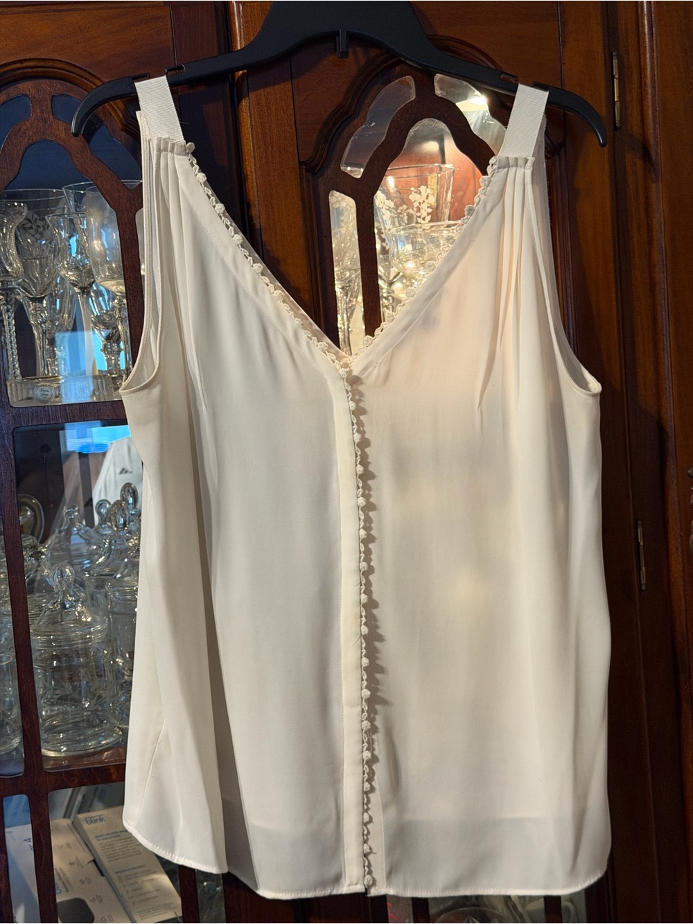 Loft Women’s Cream Lace-Trim V-Neck Camisole